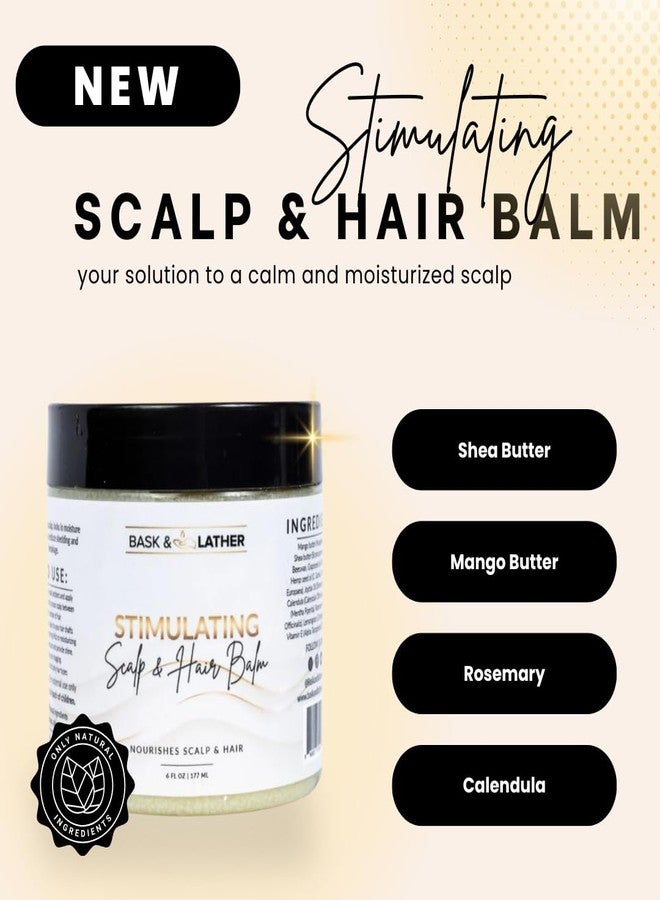 Bask & Lather Stimulating Scalp and Hair Balm for Hair Growth, Mango & Shea Butter, Nourishing Jojoba Oil, Peppermint & Rosemary Oil, Vitamin E, Scalp Care, Hair Care, Moisture, Shine & Strength, 6 oz - Image 3